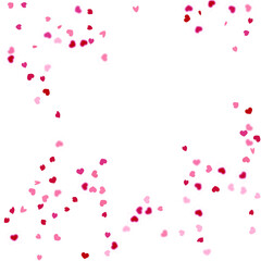 Fototapeta na wymiar Heart Confetti. Red Elements of Heart-Shape on white Background.