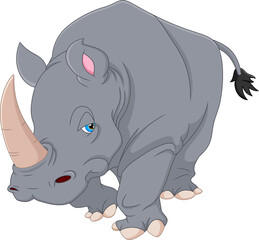 cute rhino cartoon on white background