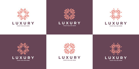 Fototapeta na wymiar modern logo floral for beauty, cosmetics, yoga and spa logo inspiration