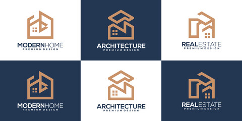 set of building and house logo template. real estate logo design inspiration
