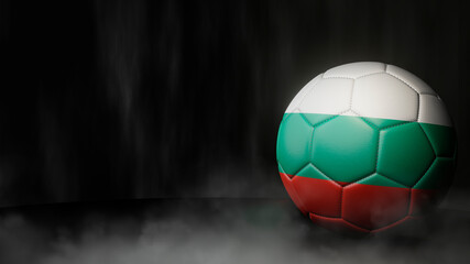 Soccer ball in flag colors on a dark abstract background. Bulgaria. 3D image.