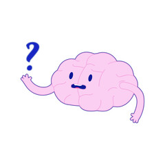 Happy Brain Show on Question Mark. Modern Flat Vector Illustration. Train Your Brain. Social Media Template.