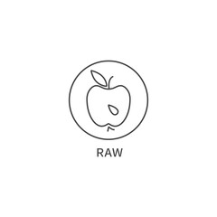 Vector line logo, badge or icon - raw food. Symbol of healthy eating.