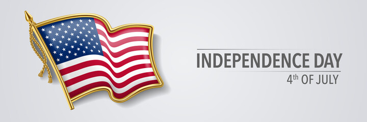USA happy independence day greeting card, banner with template text vector illustration