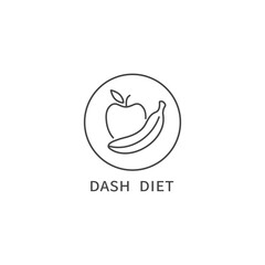 Vector line logo, badge or icon - DASH diet. Symbol of healthy eating.