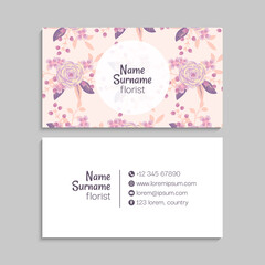 Abstract Business Card Template With Flowers_3