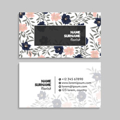 Abstract Business Card Template With Flowers_5