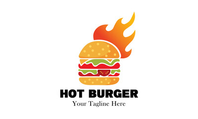 Spicy Hot Burger With Chicken and Meat Restaurant Logo Design