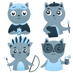 cute sticker pack with cat