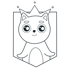 coloring page - cat with a crown on his head