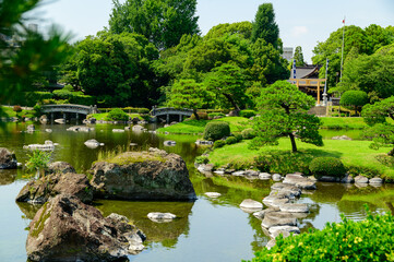 Fototapeta na wymiar 日本の庭園「伝統的庭園・植木・盆栽・松・池・錦鯉」 Japanese garden 