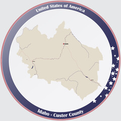 Large and detailed map of Custer county in Idaho, USA.