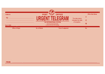 Vintage blank urgent telegram form. Easy to edit vector without gradients. - obrazy, fototapety, plakaty