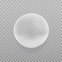 Translucent bubble isolated on transparent background. Vector realistic sphere with shadow. EPS10. 