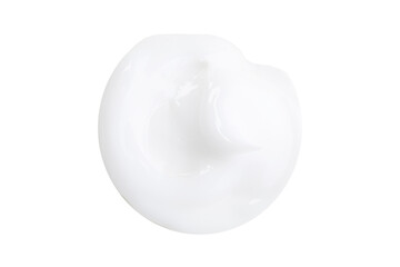 White face cream swirl swatch isolated. Body lotion drop. Cosmetic makeup product sample on white background.