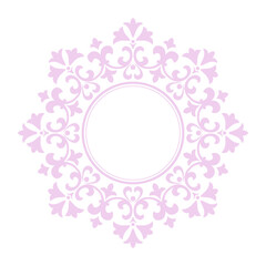 Decorative frame Elegant vector element for design in Eastern style, place for text. Floral pink and white border. Lace illustration for invitations and greeting cards
