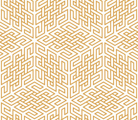 The geometric pattern with lines. Seamless vector background. White and gold texture. Graphic modern pattern. Simple lattice graphic design