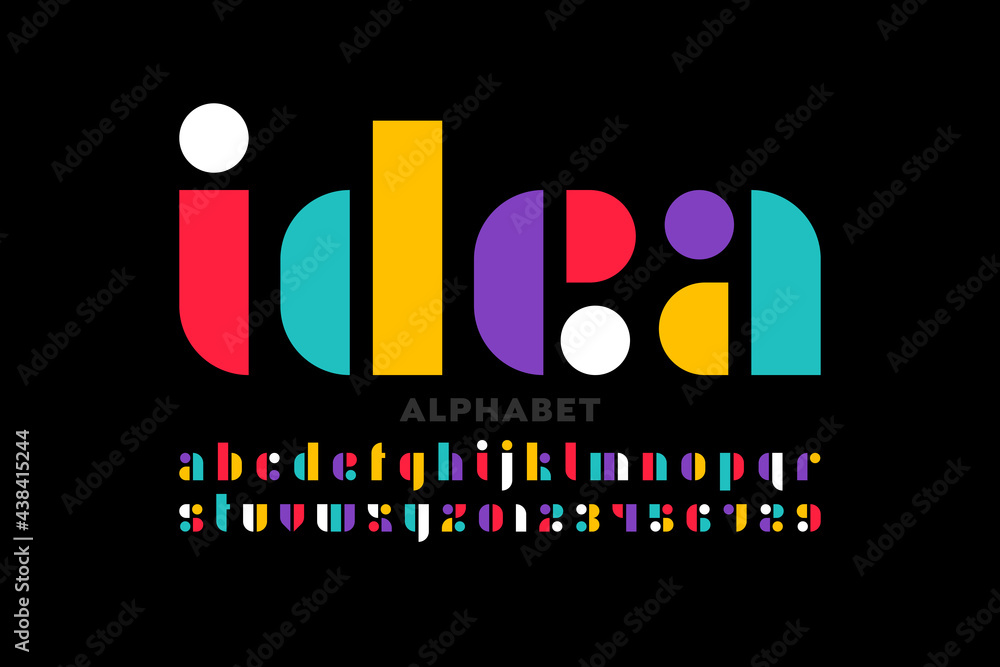 Fototapete clean and simple modern style lowercase font design, alphabet letters and numbers vector illustratio