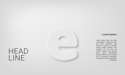 Neumorphic letter e alphabet layout abc ABC poster template