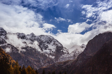 Mountain landscape with cloudy sky in Italy