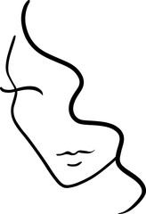 Template logo for beauty products. Abstract sketch girl. Vector illustration.