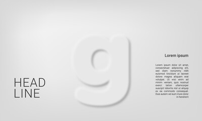 Neumorphic letter g alphabet layout abc ABC poster template