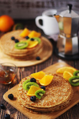 Crepes or bliny with fruit
