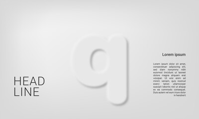 Neumorphic letter q alphabet layout abc ABC poster template