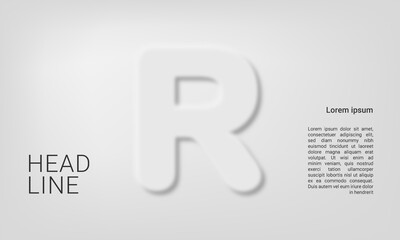 Neumorphic letter R alphabet layout abc ABC poster template
