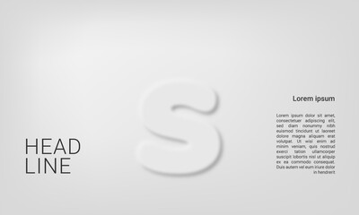 Neumorphic letter s alphabet layout abc ABC poster template