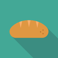 Bread Vector Icon in Flat Style. Bread is a type of baked food, made from flour and water. Vector illustration icon can be used for an app, website, or part of a logo.