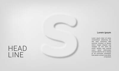 Neumorphic letter S alphabet layout abc ABC poster template