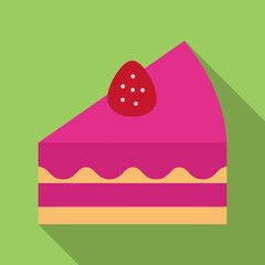 Cake Vector Icon in Flat Style. Cake is a form of sweet food made from flour, sugar, and other ingredients, that is usually baked. Vector illustration icon can be used for an app, web, or logo