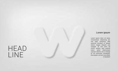 Neumorphic letter w alphabet layout abc ABC poster template
