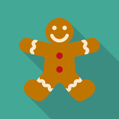 Christmas Xmas Ginger Bread icon in Flat Style. Ginger bread is a typical Christmas cake in the shape of a man. Vector illustration icon that can be used for apps, websites, or part of a logo