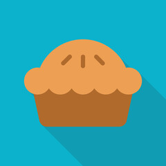 Pie Vector Icon in Flat Style. A pie is a baked dish usually made from a pastry dough casing filled with various sweet or savory ingredients. Vector illustration icon for app, website, logo.