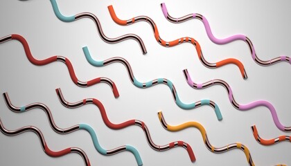 Abstract background with colorful curved tubes, 3d render / rendering
