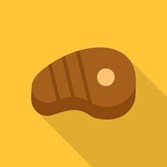 Steak Vector Icon in Flat Style. A steak is a meat generally sliced across the muscle fibers, potentially including a bone. It is normally grilled, though can also be pan-fried. Vector Icon.