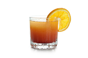 Tequila sunrise cocktail isolated on white background