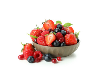 Delicious berry mix isolated on white background