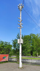 Obraz premium Pole with CCTV cameras. High quality photo