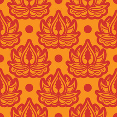 Red-orange seamless pattern with luxury, vintage, decorative ornaments. Good for clothing and textiles. Vector illustration.