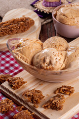 Burnt coconut ice cream, or coconut candy ice cream