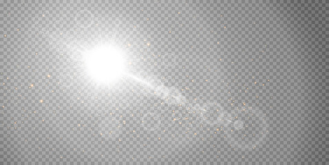 Dust white. White sparks and golden stars shine with special light. Vector sparkles on a transparent background © exvanesko