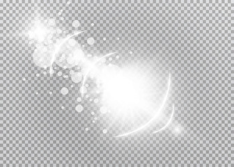 Obraz premium Dust white. White sparks and golden stars shine with special light. Vector sparkles on a transparent background