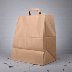 paper bag on brick wall