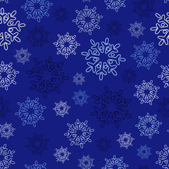 Cute snowflakes. Seamless pattern. Winter background.