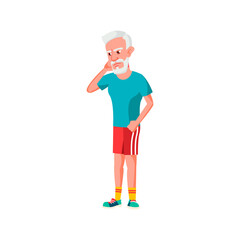 sad man pensioner has toothache cartoon vector. sad man pensioner has toothache character. isolated flat cartoon illustration