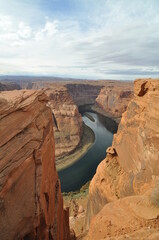 Fototapeta na wymiar Amazing view of Horseshoe bend in Glen Canyon near town Page, Colorado river, Arizona, USA