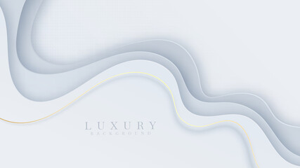 Elegant white shade background with line golden elements. Realistic luxury paper cut style 3d modern concept. vector illustration for design.
